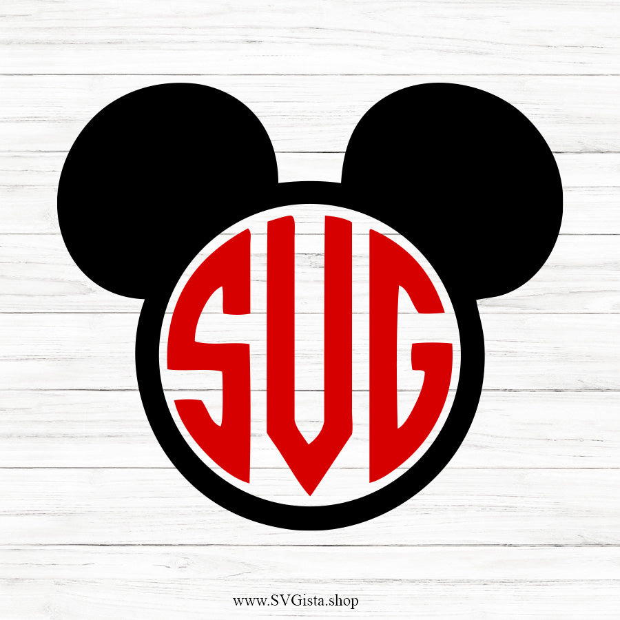 Mouse Head SVG Monogram