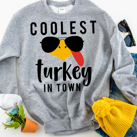 Coolest Turkey In Town SVG Saying