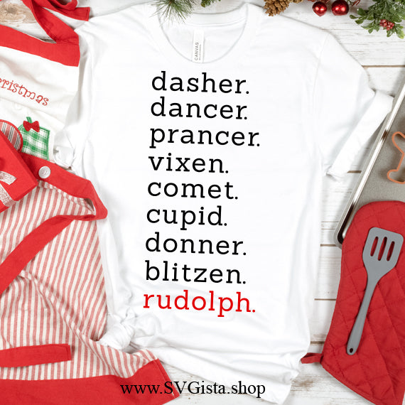 Dasher Dancer Prancer Rudolph SVG Saying
