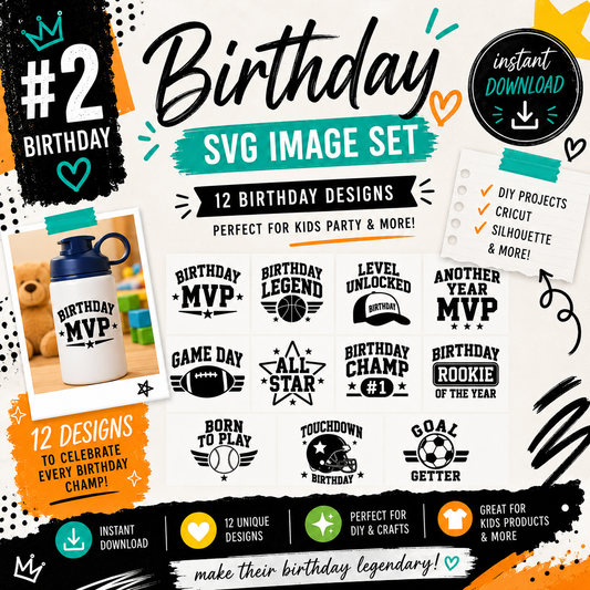 Sports Birthday SVG Bundle, Kids All Star Party Cut Files (Digital Download)