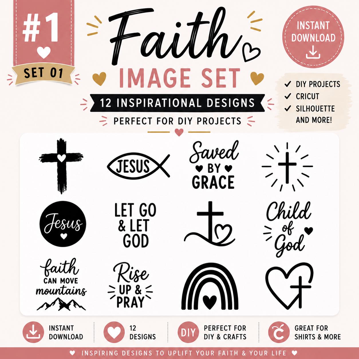 Faith SVG Bundle, Christian SVG Collection, Inspirational Religious Cut Files (Digital Download)