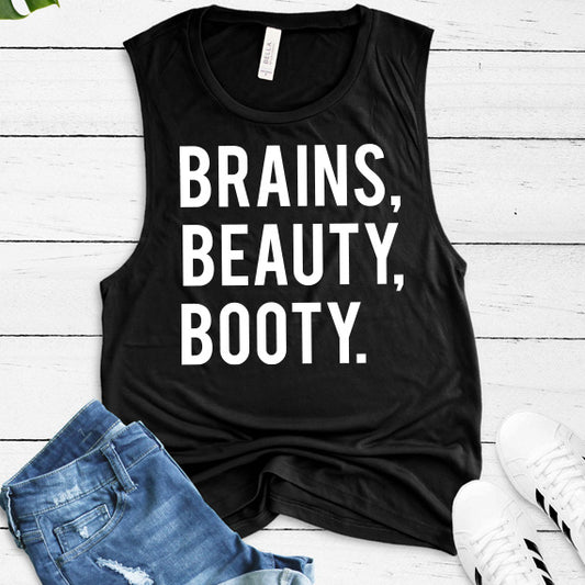 Brains Beauty Booty SVG Saying