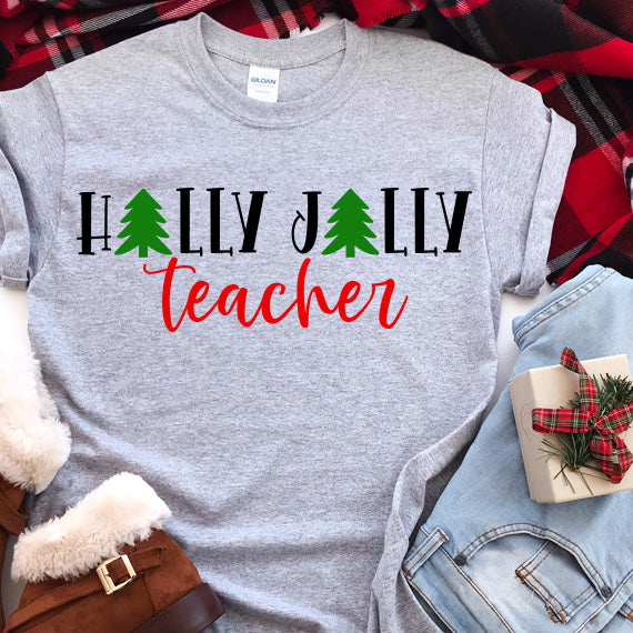 Holly Jolly Teacher SVG Saying