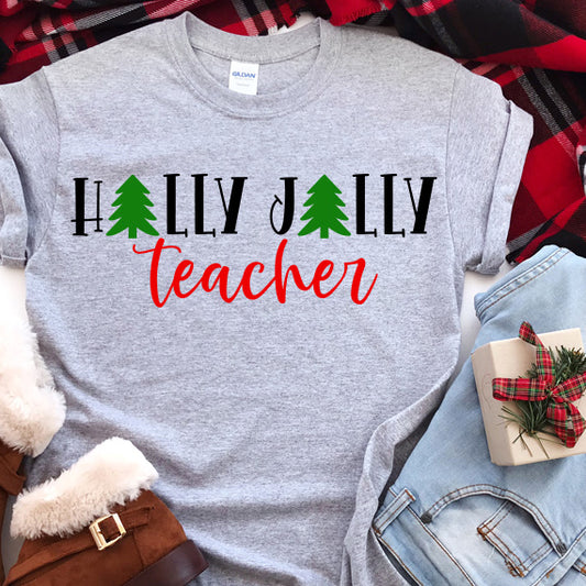 Holly Jolly Teacher SVG Saying