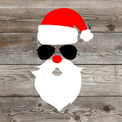 Santa Face With Sunglasses Christmas SVG