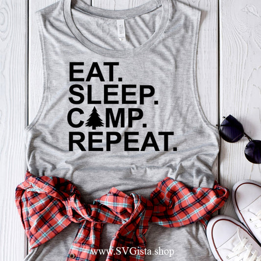 Eat Sleep Camp Repeat SVG Saying