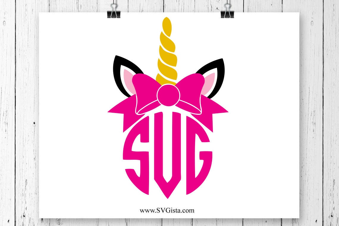 Unicorn Bow Monogram SVG Clipart