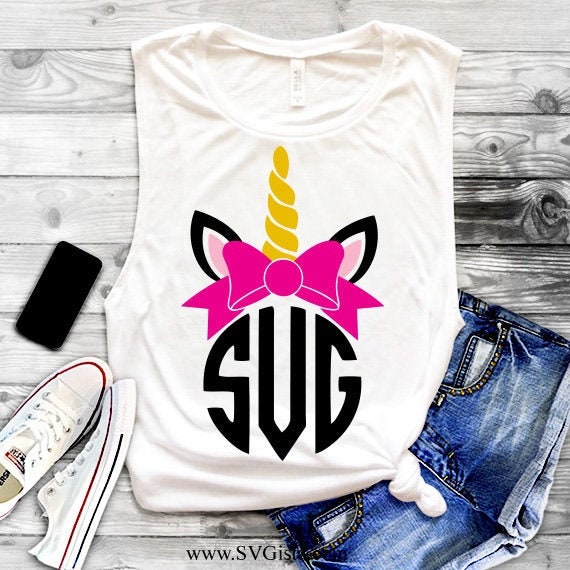 Unicorn Bow Monogram SVG Clipart