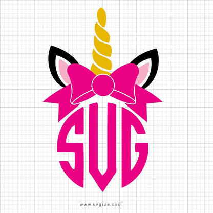 Unicorn Bow Monogram SVG Clipart