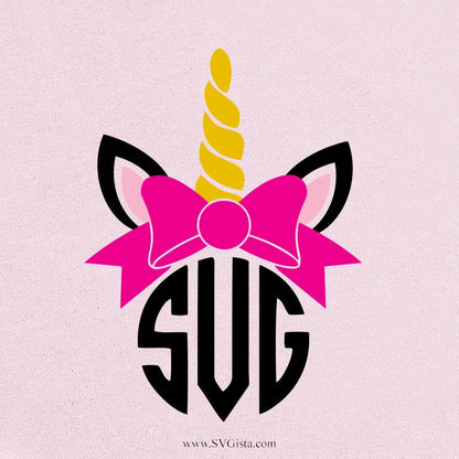 Unicorn Bow Monogram SVG Clipart