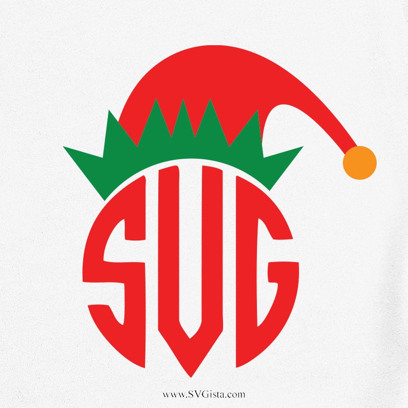 Elf Hat Monogram SVG Clipart