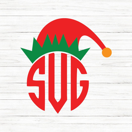 Elf Hat Monogram SVG Clipart
