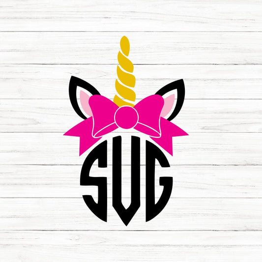 Unicorn Bow Monogram SVG Clipart