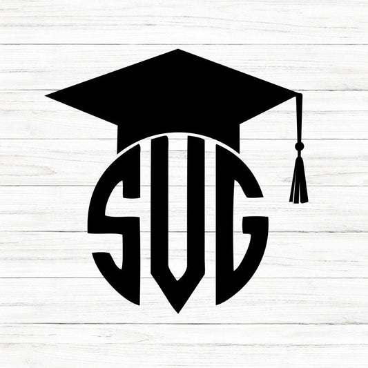 Graduation Hat Monogram SVG Clipart