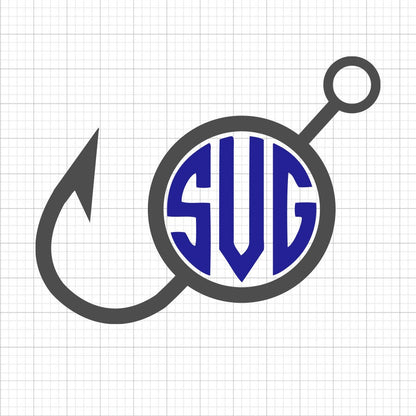Fishing Monogram SVG Clipart