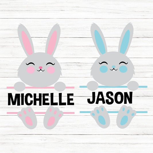 Easter Bunny Split Monogram SVG Clipart