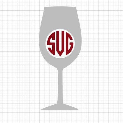 Wine Glass Monogram SVG Clipart