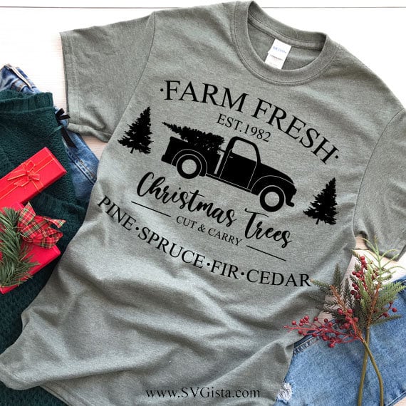Farm Fresh Christmas Trees SVG Saying