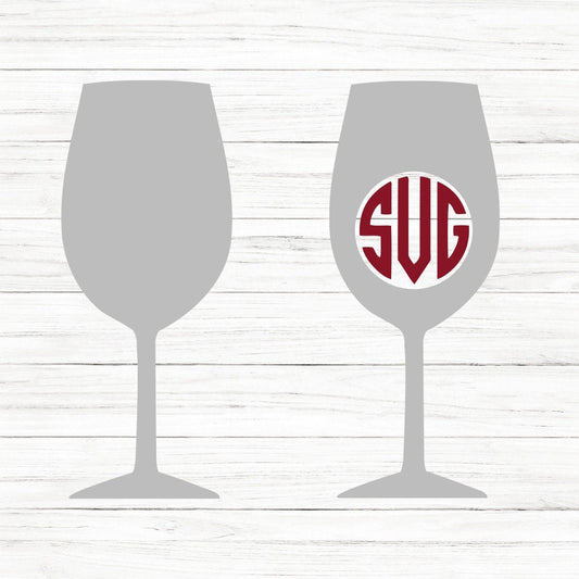 Wine Glass Monogram SVG Clipart